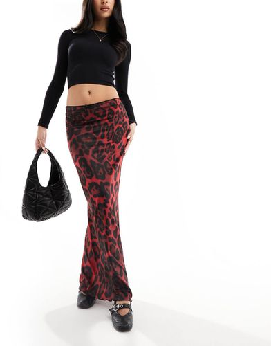 Gonna lunga rossa leopardata - ASOS DESIGN - Modalova