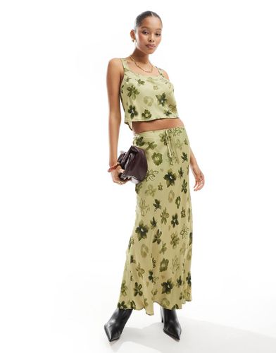 Gonna lunga verde a fiori con coulisse in coordinato - ASOS DESIGN - Modalova