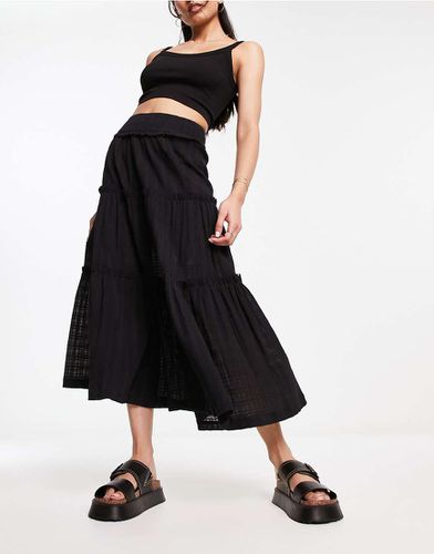 Gonna midi a balze nera - ASOS DESIGN - Modalova