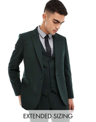 Giacca da abito slim fit in misto lana bottiglia con motivo a spina di pesce - ASOS DESIGN - Modalova