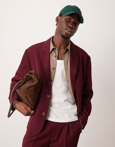 Giacca da abito squadrata extra larga bordeaux in twill - ASOS DESIGN - Modalova