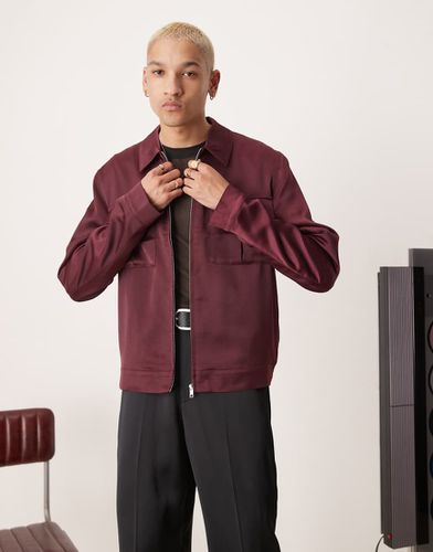 Giacca harrington corta in raso bordeaux - ASOS DESIGN - Modalova