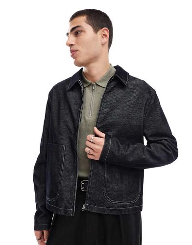 Giacca harrington a coste con cuciture a contrasto slavata - ASOS DESIGN - Modalova