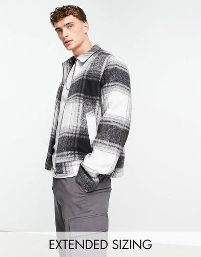 Giacca harrington bianca e nera a quadri effetto lana - ASOS DESIGN - Modalova