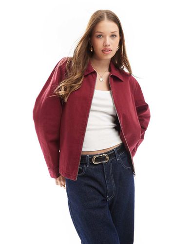 Giacca harrington in denim bordeaux - ASOS DESIGN - Modalova