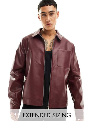 Giacca harrington in pelle sintetica bordeaux - ASOS DESIGN - Modalova