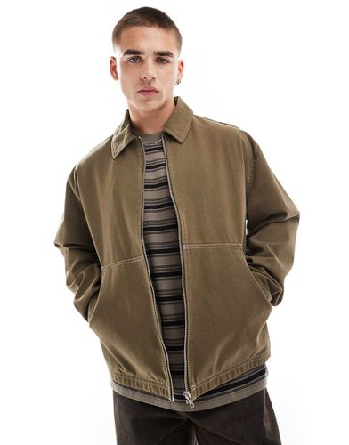 Giacca harrington marrone con cuciture a contrasto - ASOS DESIGN - Modalova