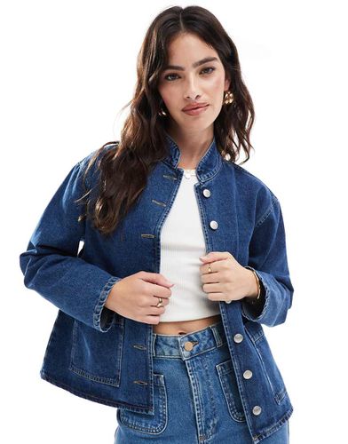 Giacca in denim indaco con colletto - ASOS DESIGN - Modalova