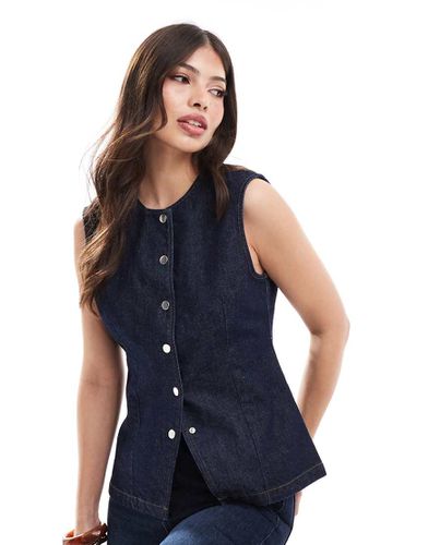 Gilet taglio lungo in denim indaco scuro - ASOS DESIGN - Modalova