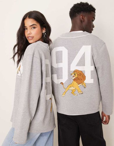 Disney - Felpa oversize unisex mélange con collo serafino e stampe "The Lion King" - ASOS DESIGN - Modalova