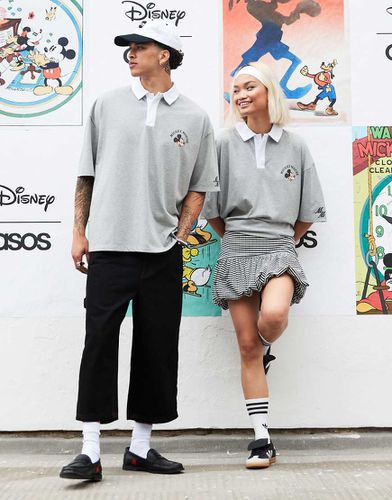 Disney - Polo oversize unisex mélange con stampa di Topolino - ASOS DESIGN - Modalova