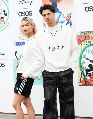 Disney - Polo oversize unisex squadrata bianca con stampa di Topolino - ASOS DESIGN - Modalova