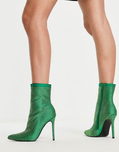 Esme - Stivaletti a calza con tacco decorati verdi - ASOS DESIGN - Modalova