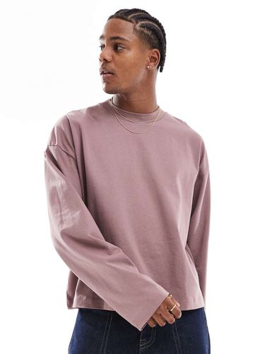 Essential - T-shirt a maniche lunghe oversize squadrata pesante 240 gsm scuro - ASOS DESIGN - Modalova