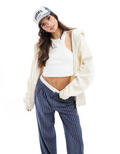 Felpa con cappuccio boyfriend oversize color crema con zip - ASOS DESIGN - Modalova