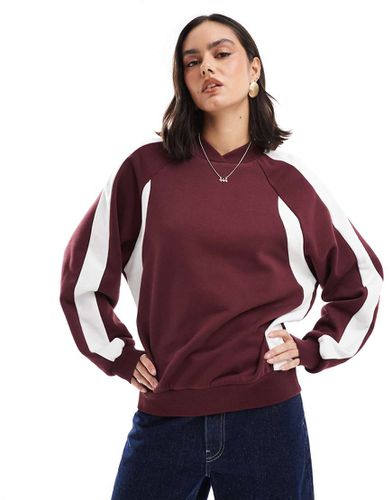 Felpa bordeaux con scollo a V e pannelli - ASOS DESIGN - Modalova