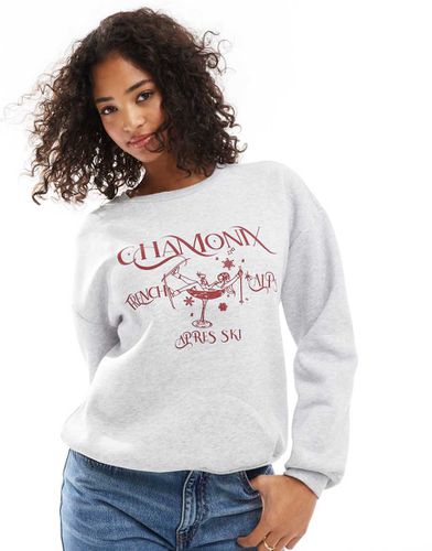 Felpa oversize grigia mélange con grafica "Après Ski Chamonix" - ASOS DESIGN - Modalova