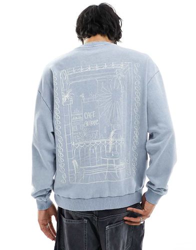 Felpa oversize unisex slavato con disegno stampato sulla schiena - ASOS DESIGN - Modalova