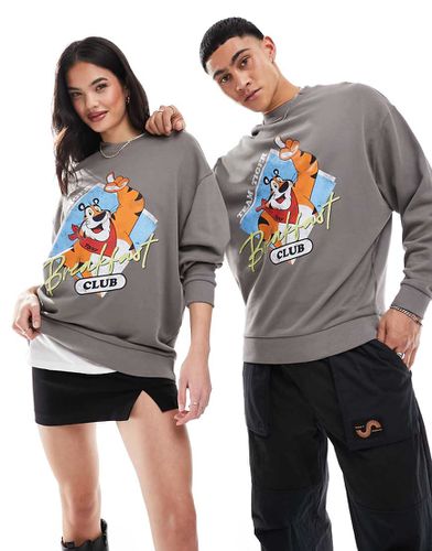 Felpa oversize unisex grigia con stampa "Tony the Tiger" su licenza - ASOS DESIGN - Modalova