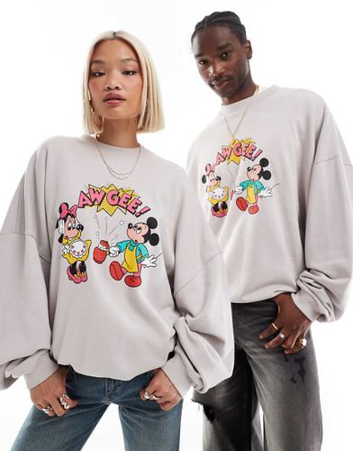 Felpa super oversize unisex grigia con stampa Disney di Topolino e Minnie - ASOS DESIGN - Modalova