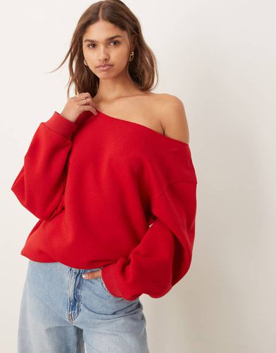 Felpa rossa con spalle scoperte vestibilità comoda - ASOS DESIGN - Modalova