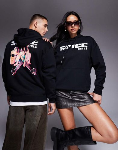 Felpa unisex oversize nera con cappuccio e stampe delle Spice Girls su licenza - ASOS DESIGN - Modalova