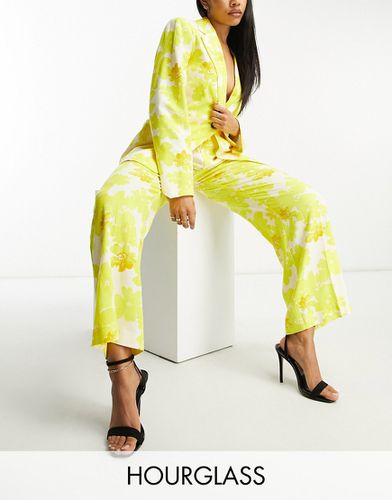 Hourglass - Pantaloni da abito oversize vestibilità comoda gialli in misto lino - ASOS DESIGN - Modalova