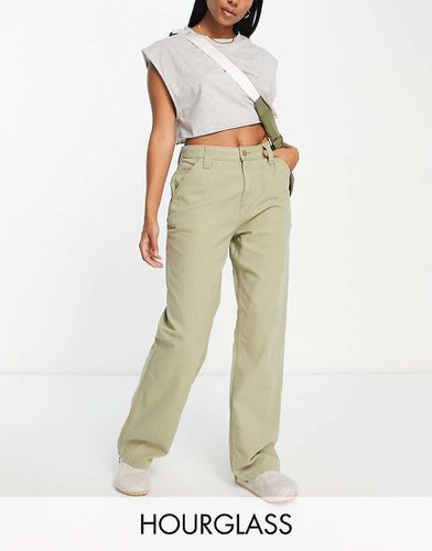 Hourglass - Pantaloni minimal cargo kaki con cuciture a contrasto - ASOS DESIGN - Modalova