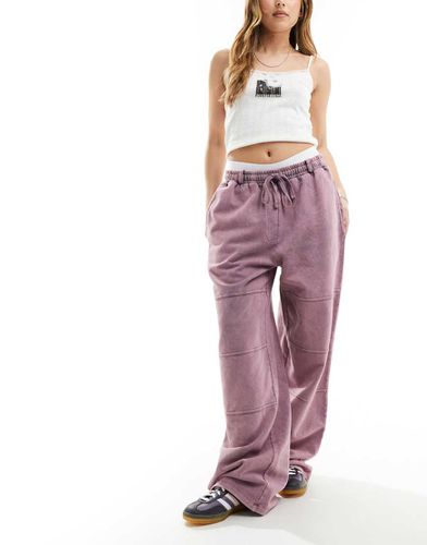 Joggers dritti lavaggio acido con cuciture a vista - ASOS DESIGN - Modalova