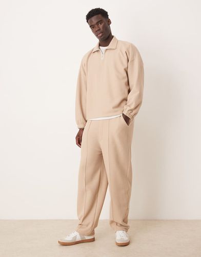 Joggers super ampi beige a nido d'ape in coordinato - ASOS DESIGN - Modalova