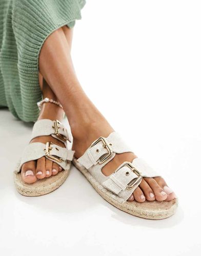 Jada - Sabot stile espadrilles color lino naturale con doppie fibbie - ASOS DESIGN - Modalova