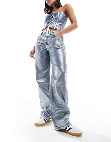 Jeans ampi argento metallizzato - ASOS DESIGN - Modalova