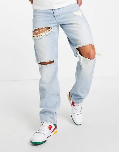 Jeans ampi dritti lavaggio stone wash anni '90 con strappi - ASOS DESIGN - Modalova