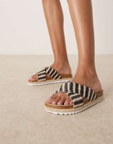 Jessica - Mules style espadrilles à rayures avec brides croisées - Naturel - Asos Design - Modalova