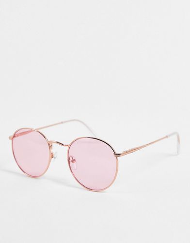 Occhiali da sole rotondi in metallo rosa con lenti rosa - ASOS DESIGN - Modalova