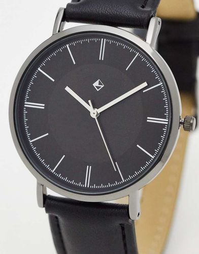 Orologio classico unisex con quadrante monocromatico e cinturino in pelle sintetica nera - ASOS DESIGN - Modalova