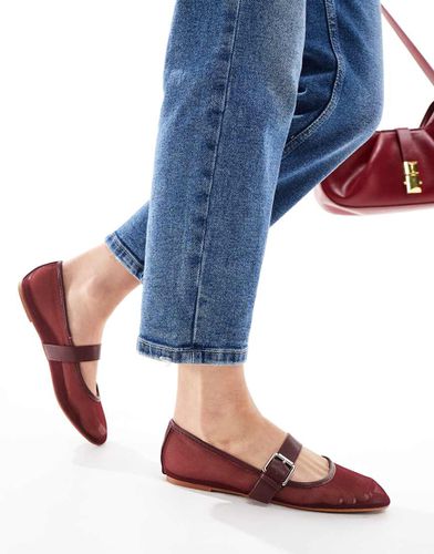 Lou - Ballerine Mary Jane in rete bordeaux - ASOS DESIGN - Modalova