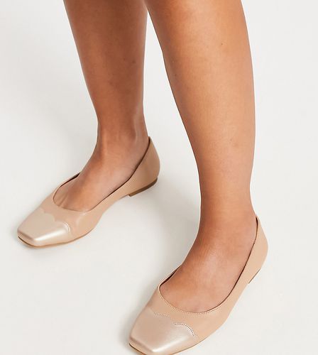 Launch - Ballerine a pianta larga con punta squadrata beige - ASOS DESIGN - Modalova