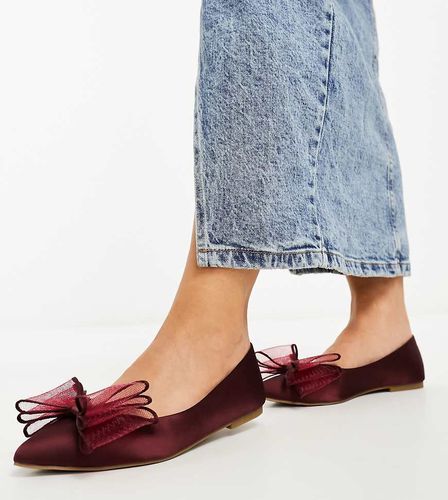 Lila - Ballerine bordeaux a pianta larga con fiocco - ASOS DESIGN - Modalova