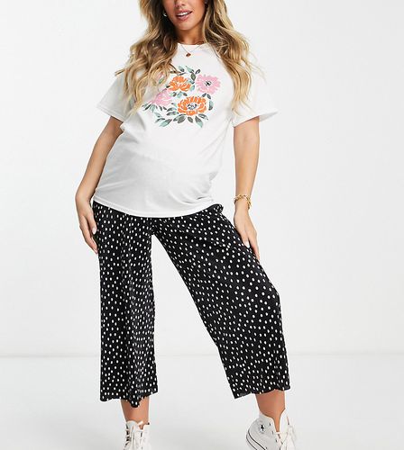 ASOS DESIGN Maternity - Pantaloni culotte plissé a fondo ampio a pois monocromatici - ASOS Maternity - Modalova