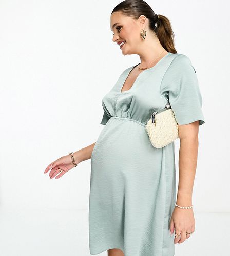 ASOS DESIGN Maternity - Vestito corto da giorno in raso uovo di pettirosso con maniche a pipistrello - ASOS Maternity - Modalova