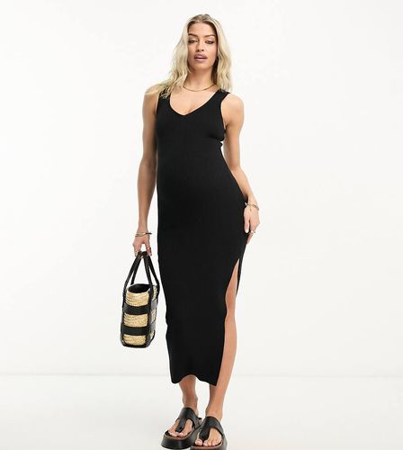 ASOS DESIGN Maternity - Vestito midi in maglia nera con scollo a V - ASOS Maternity - Modalova