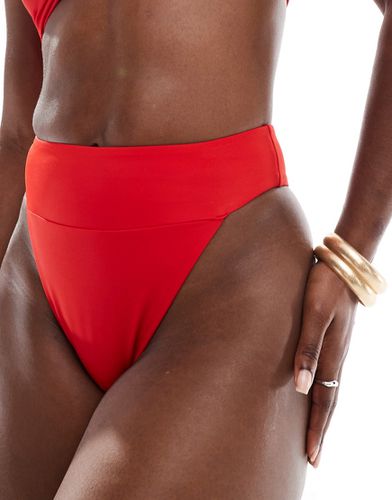 Maya - Mix and Match - Slip bikini a vita alta ultra sgambati rossi con fascia ampia - ASOS DESIGN - Modalova