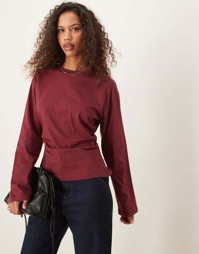 Maglietta a maniche lunghe stile corsetto bordeaux - ASOS DESIGN - Modalova