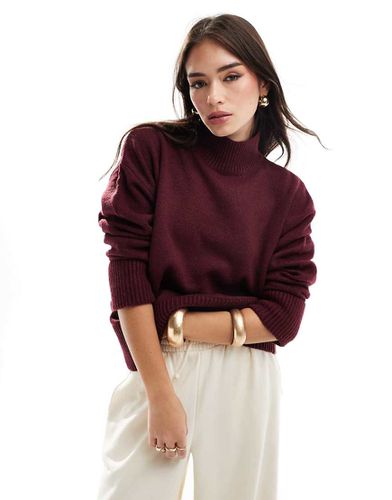 Maglione accollato bordeaux con polsini risvoltati - ASOS DESIGN - Modalova