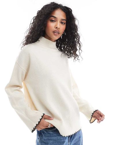 Maglione accollato color crema con cuciture - ASOS DESIGN - Modalova