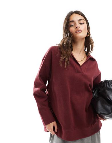 Maglione bordeaux morbidissimo taglio lungo stile rugby - ASOS DESIGN - Modalova