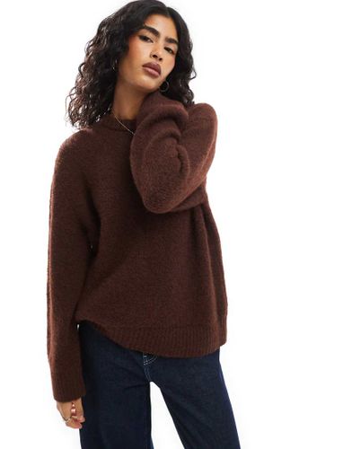 Maglione girocollo oversize pesante in misto lana cioccolato - ASOS DESIGN - Modalova