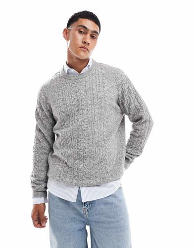 Maglione girocollo lavorato a trecce mélange vestibilità comoda - ASOS DESIGN - Modalova