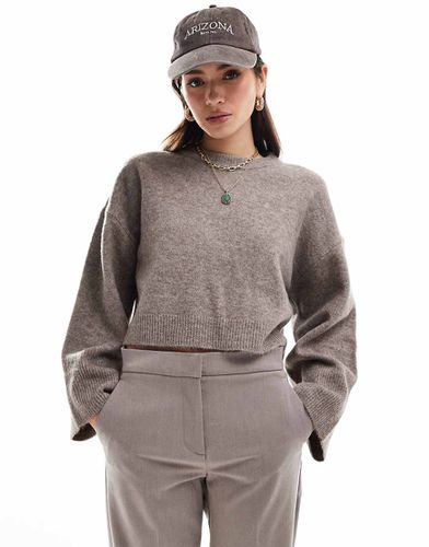 Maglione girocollo squadrato color caffellatte con polsini ampi - ASOS DESIGN - Modalova